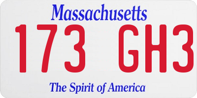 MA license plate 173GH3