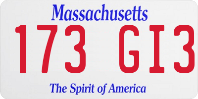 MA license plate 173GI3