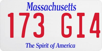 MA license plate 173GI4