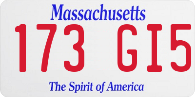 MA license plate 173GI5