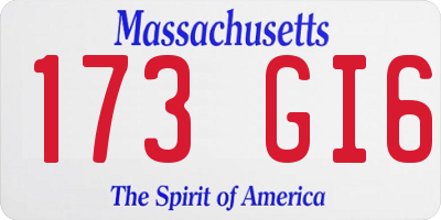 MA license plate 173GI6