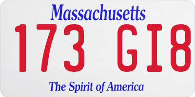MA license plate 173GI8