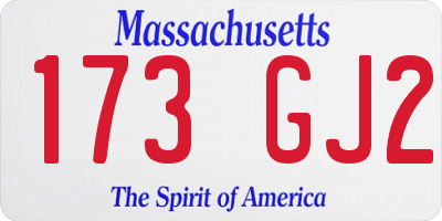 MA license plate 173GJ2