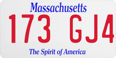 MA license plate 173GJ4