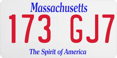 MA license plate 173GJ7