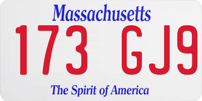 MA license plate 173GJ9