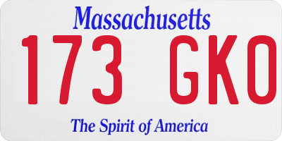 MA license plate 173GK0