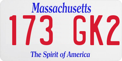 MA license plate 173GK2