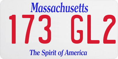 MA license plate 173GL2