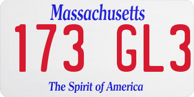 MA license plate 173GL3