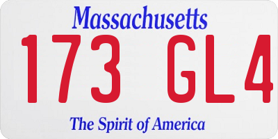 MA license plate 173GL4