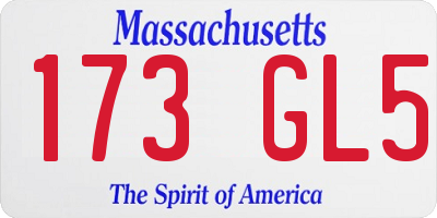 MA license plate 173GL5