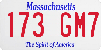 MA license plate 173GM7