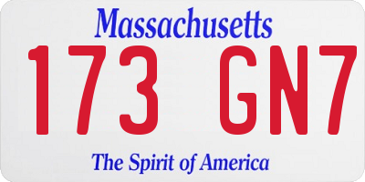 MA license plate 173GN7