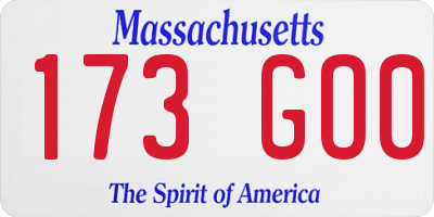 MA license plate 173GO0