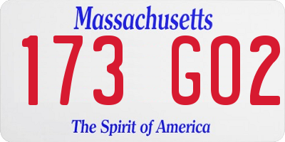 MA license plate 173GO2