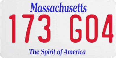MA license plate 173GO4