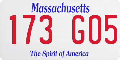 MA license plate 173GO5