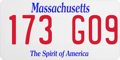 MA license plate 173GO9