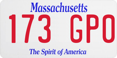 MA license plate 173GP0