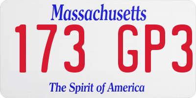 MA license plate 173GP3