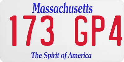 MA license plate 173GP4