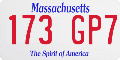 MA license plate 173GP7