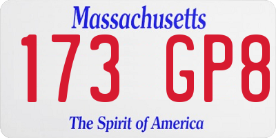 MA license plate 173GP8