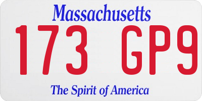 MA license plate 173GP9