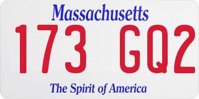 MA license plate 173GQ2