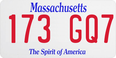 MA license plate 173GQ7