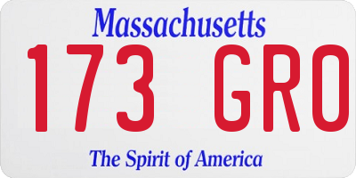 MA license plate 173GR0