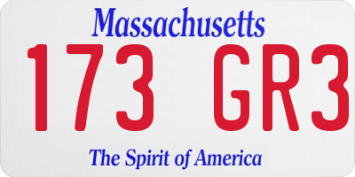 MA license plate 173GR3