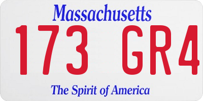 MA license plate 173GR4