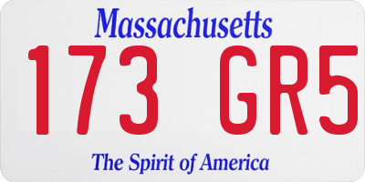 MA license plate 173GR5