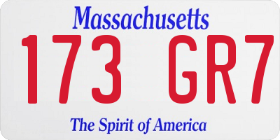 MA license plate 173GR7
