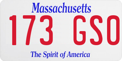 MA license plate 173GS0