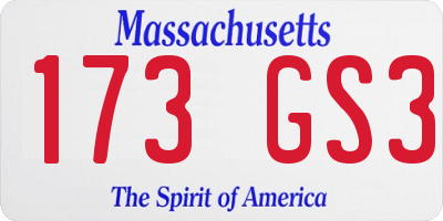 MA license plate 173GS3