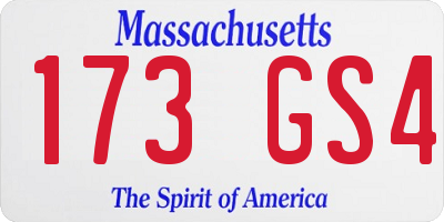 MA license plate 173GS4