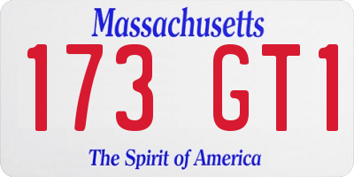 MA license plate 173GT1