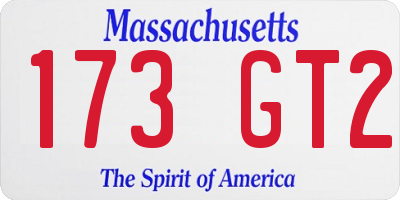 MA license plate 173GT2
