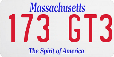 MA license plate 173GT3