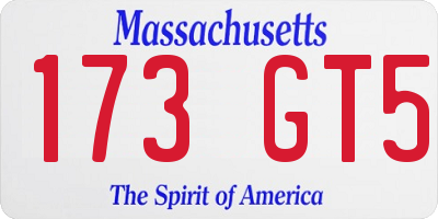 MA license plate 173GT5