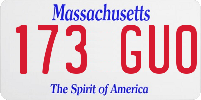 MA license plate 173GU0