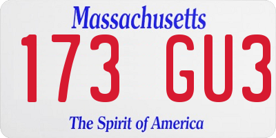 MA license plate 173GU3