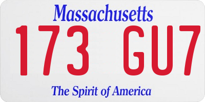 MA license plate 173GU7