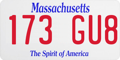 MA license plate 173GU8