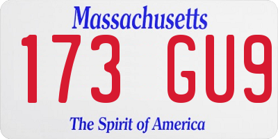 MA license plate 173GU9