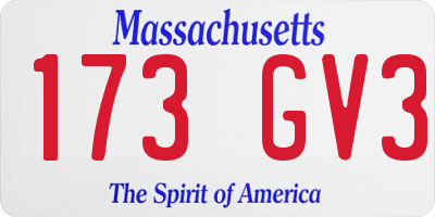 MA license plate 173GV3