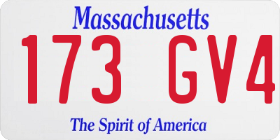 MA license plate 173GV4